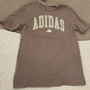 Adidas Taupe T-Shirt with Cream Logo